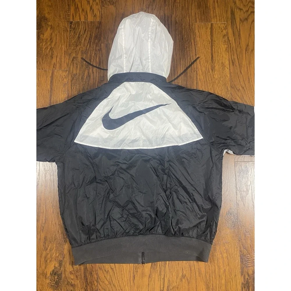 Nike Vtg 90s Y2K Panda Lrg Windrunner Windbreaker Jacket Black White Nylon Glanz